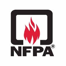 A black and white logo of the national fire protection association.