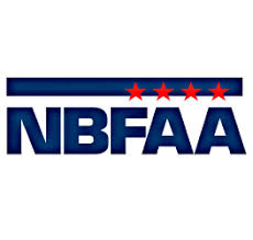 A blue and red logo for the national basketball association.